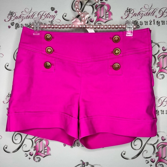 Dynamite Pants - Dynamite shorts buttons high waist snatched nautical Pink Button-Detail Shorts